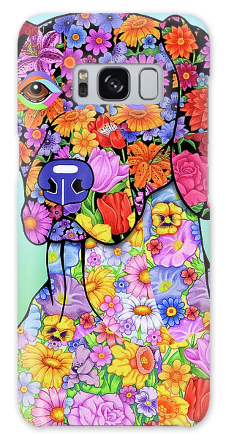 German Pointer Galaxy Case featuring the mixed media Flowers German Pointer by Tomoyo Pitcher