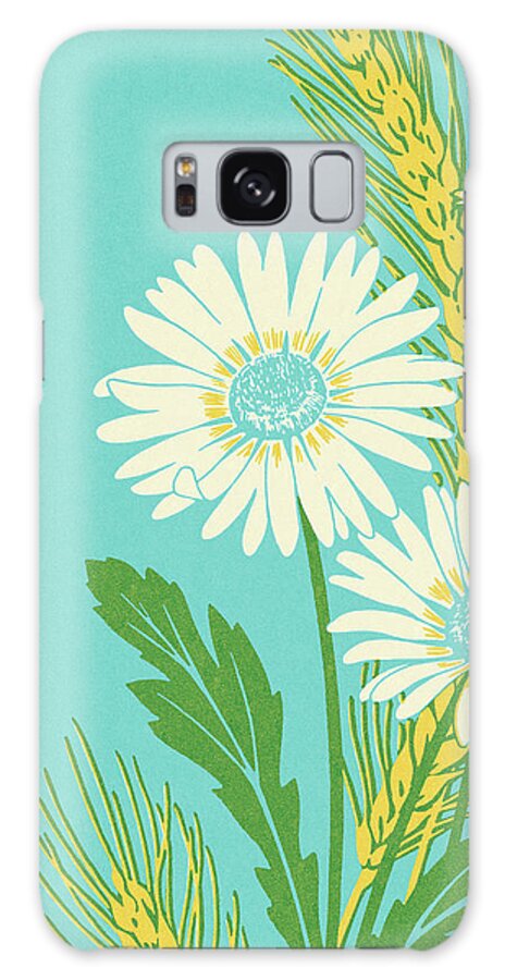 Bloom Galaxy Case featuring the drawing Flowers on Blue Background by CSA Images