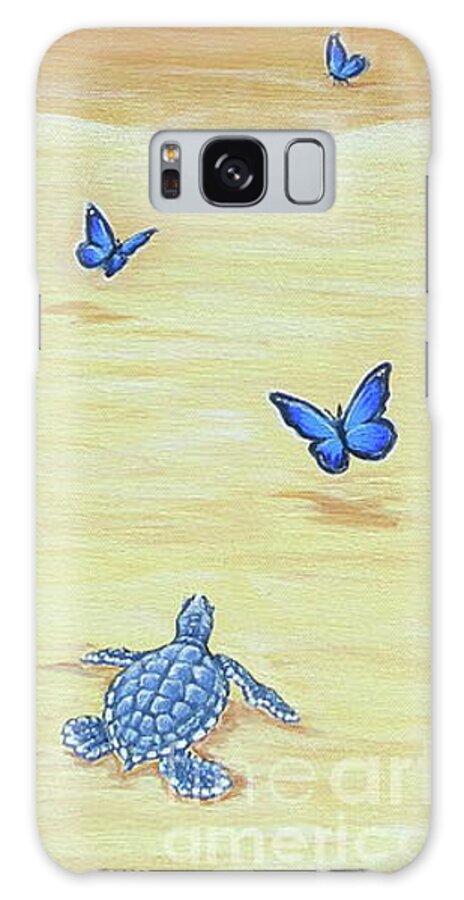 Sea Turtle Galaxy Case featuring the painting Follow The Butterflies by Elisabeth Sullivan