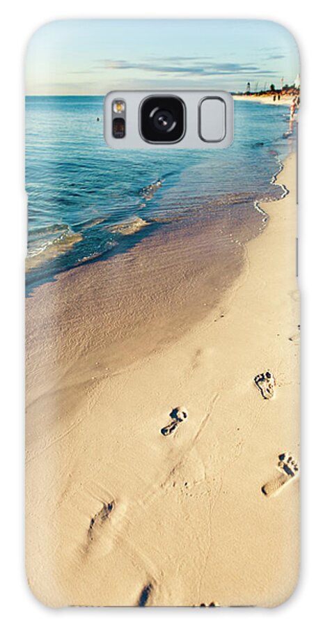 Waving Galaxy Case featuring the photograph Footprints On The Sand by Mmeemil