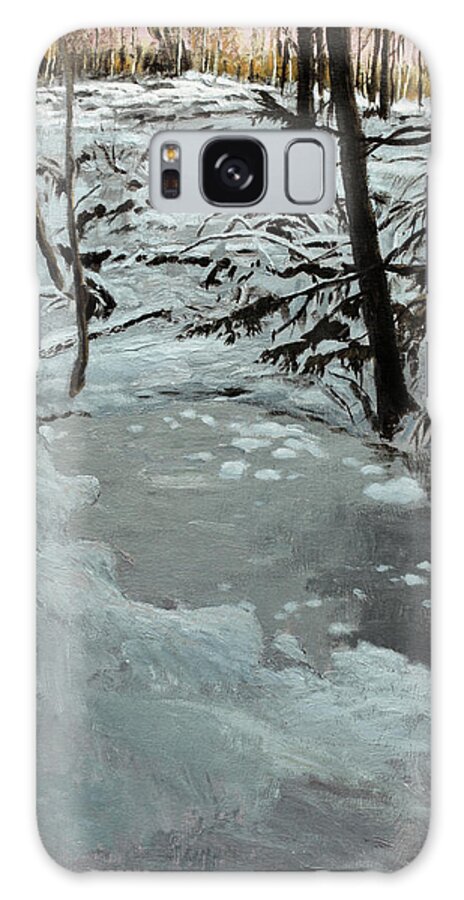 Winter Landscape Galaxy Case featuring the painting Forest Pond in Winter by Hans Egil Saele