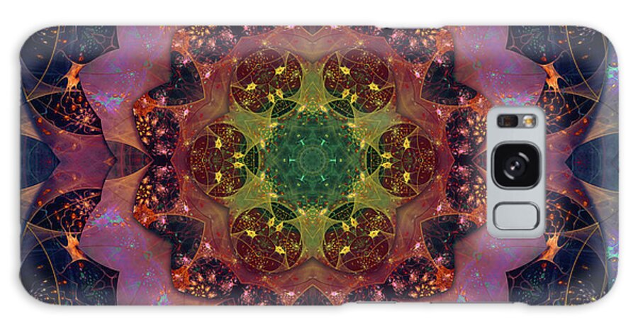 Fractal Mandala 1 Galaxy Case featuring the mixed media Fractal Mandala 1 by Delyth Angharad