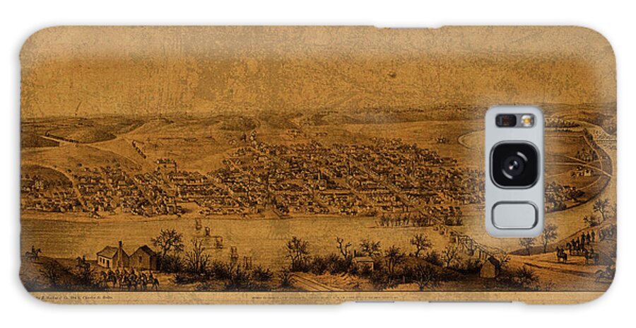 Fredericksburg Galaxy Case featuring the mixed media Fredericksburg Virginia Vintage City Street Map 1862 by Design Turnpike