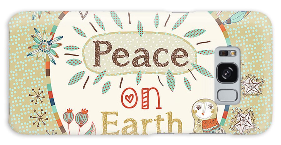 Free Spirit Round Peace On Earth Galaxy Case featuring the digital art Free Spirit Round Peace On Earth by Gal Designs