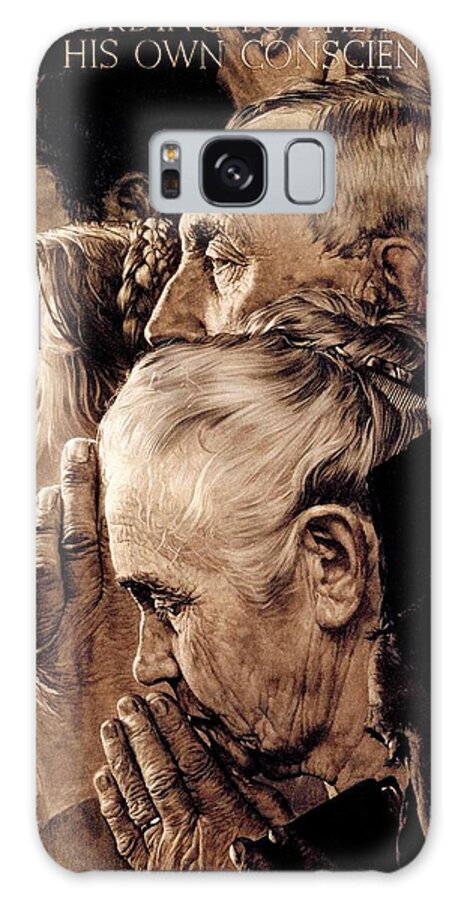 Praying Galaxy Case featuring the painting Freedom Of Worship by Norman Rockwell