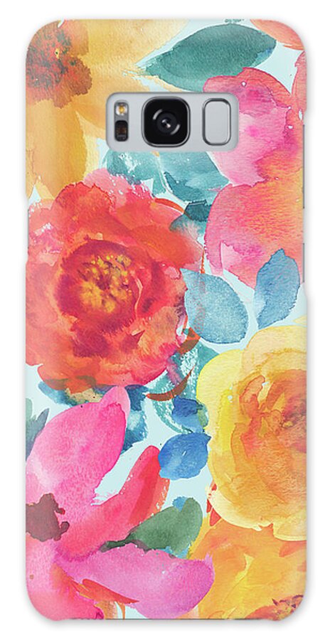 Fresh Flowers All Over Galaxy Case featuring the painting Fresh Flowers All Over by Marietta Cohen Art And Design