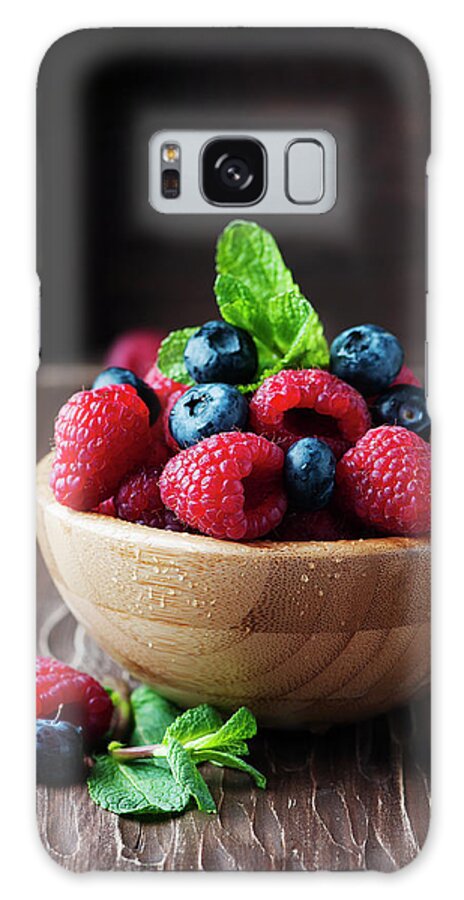 Vitamin Galaxy Case featuring the photograph Fresh Sweet Raspberry And Bluberry by Oxana Denezhkina