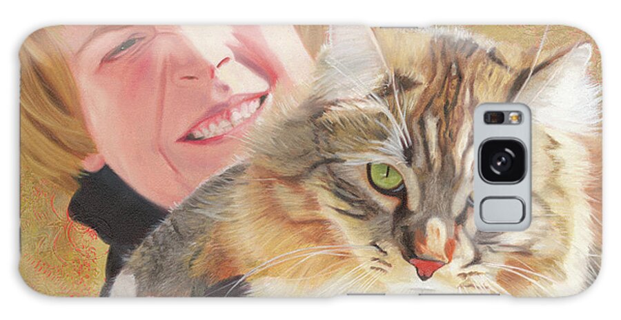 Cat Galaxy Case featuring the painting Furry Kind of Love by Deborah Tidwell Artist