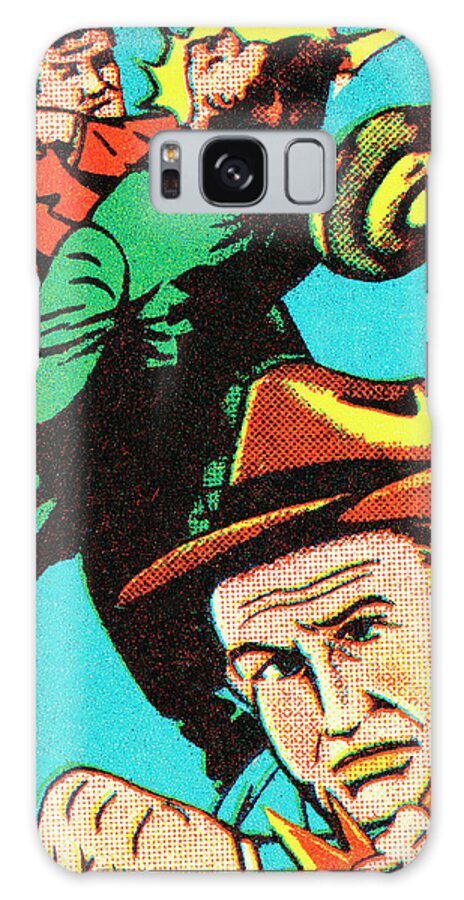 Action Galaxy Case featuring the drawing Gangster fight by CSA Images