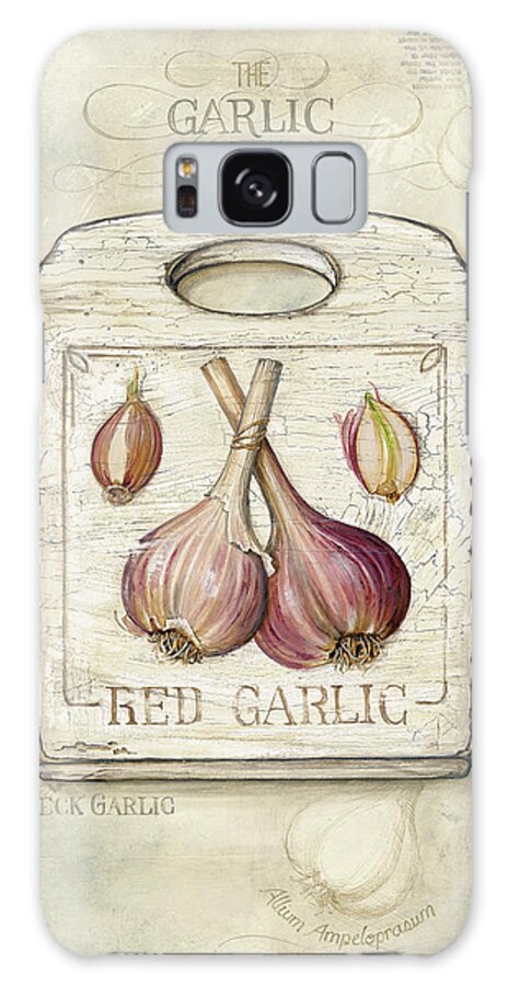 Background Parchment With the Garlic Family: Allium Bloom Galaxy Case featuring the painting Garlic by Lisa Audit