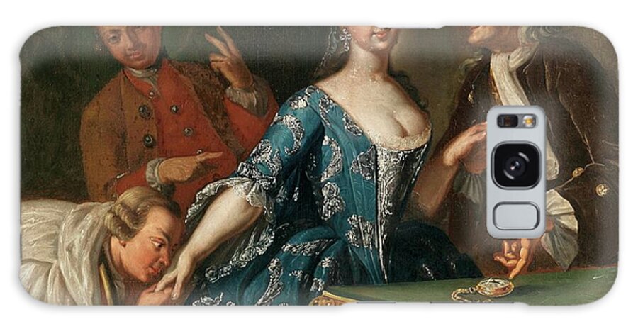 Baroque Galaxy Case featuring the painting Gentlemen Courting A Lady by Neapolitan School