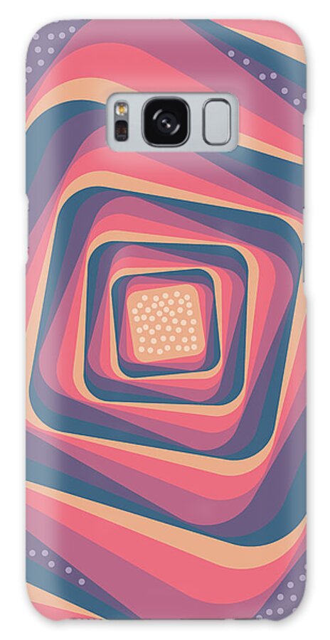 Pattern Galaxy Case featuring the mixed media Geometric Abstract Pattern - Retro Pattern - Spiral 2 - Deep Blue, Purple, Magenta, Red by Studio Grafiikka