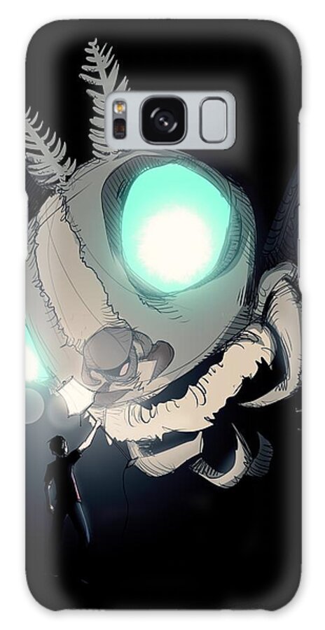 Monster Galaxy Case featuring the drawing Giant Moth vs Lamp by Ludwig Van Bacon