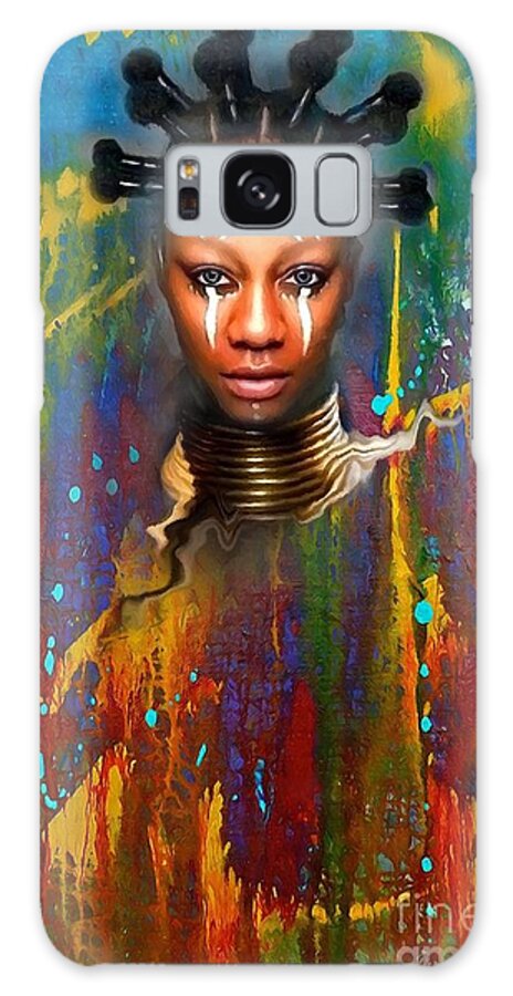 Girl Galaxy Case featuring the mixed media Girl by Carl Gouveia