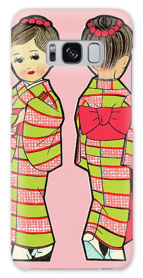 Apparel Galaxy Case featuring the drawing Girl Front and Back by CSA Images