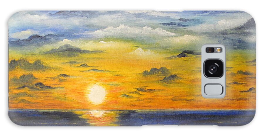 Sunset Galaxy Case featuring the painting Glowing Sun by Gloria E Barreto-Rodriguez