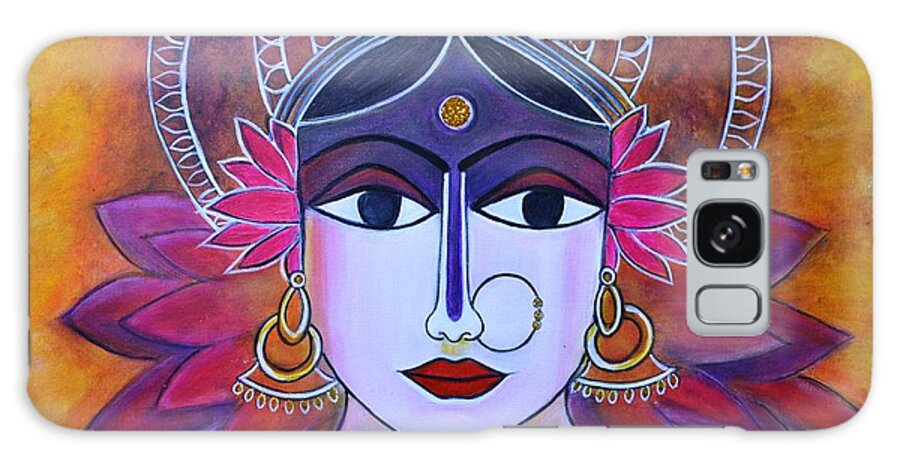 Goddess Galaxy Case featuring the painting Goddess Lakshmi painting on canvas by Manjiri Kanvinde