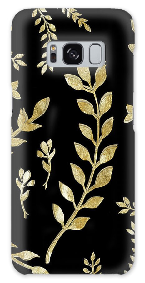 Colored-pencil Galaxy Case featuring the painting Gold Leaves Pattern #1 #drawing #decor #art by Anitas and Bellas Art