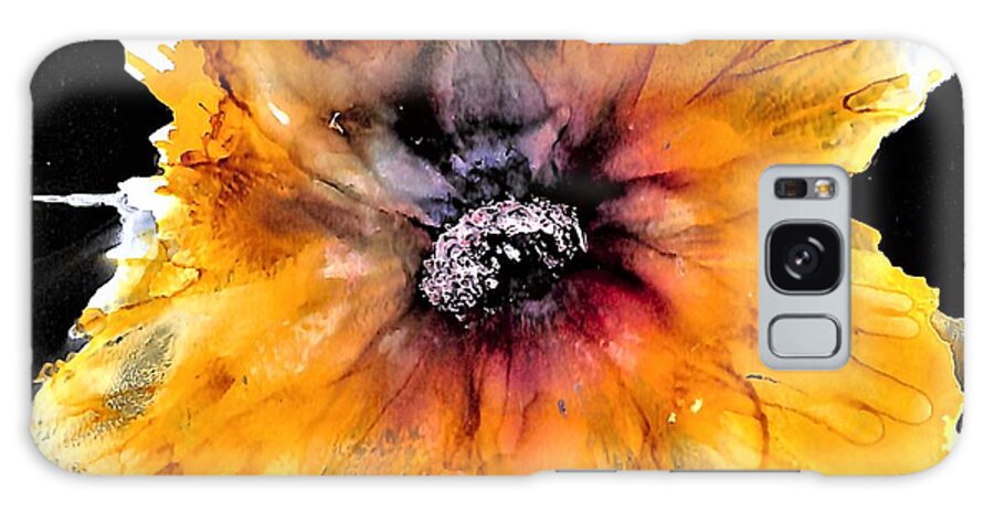 Donoghue Galaxy Case featuring the painting Golden Flower on Black by Patty Donoghue