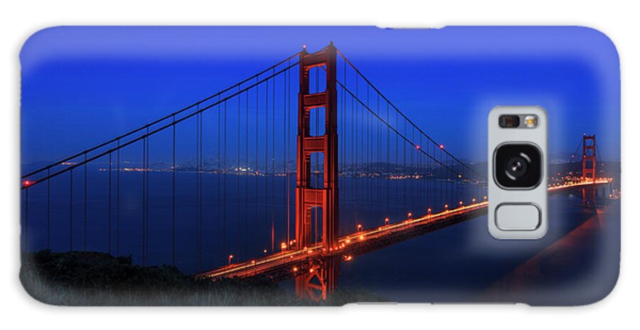 Golden Gate Bridge At Night Galaxy Case featuring the photograph Golden Gate Bridge At Night by Galloimages Online