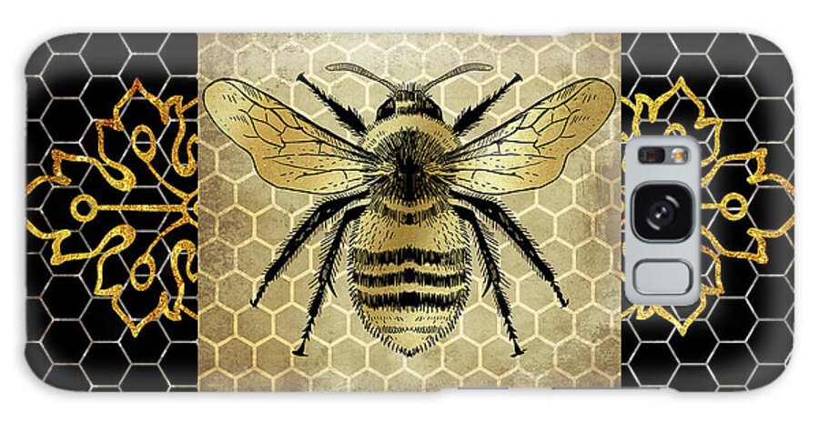 Golden Honey Bee 01 Galaxy Case featuring the mixed media Golden Honey Bee 01 by Lightboxjournal