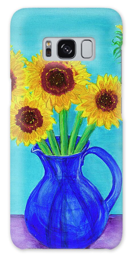 Still Life Galaxy Case featuring the painting Golden Sunflowers 20x16 by Santana Star
