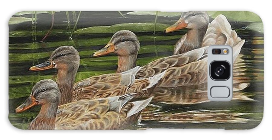 Mallards. Ducks Galaxy Case featuring the painting Got My Ducks In A Row by Tammy Taylor