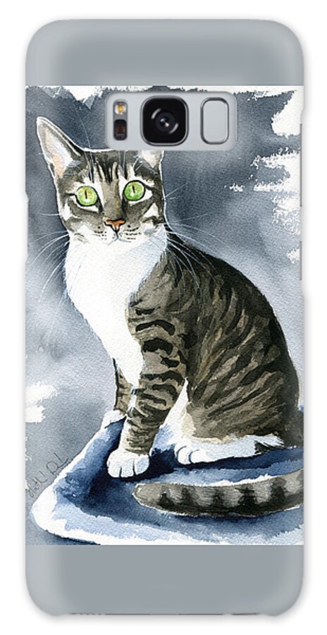 Cat Galaxy Case featuring the painting Gracie Mae Cat Painting by Dora Hathazi Mendes