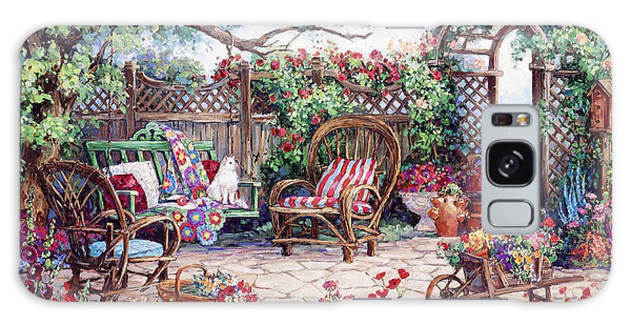 Grandmothers Flower Garden Galaxy Case featuring the painting Grandmothers Flower Garden by Barbara Mock