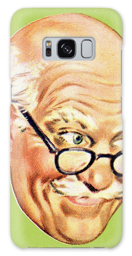 Accessories Galaxy Case featuring the drawing Grandpa Smiling and Looking to the Side by CSA Images