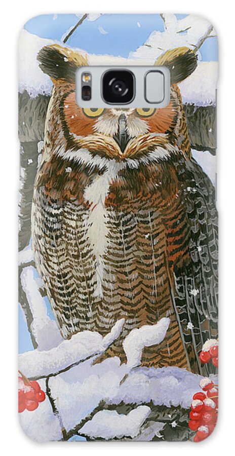 Owl Galaxy Case featuring the painting Great-horned Owl by William Vanderdasson