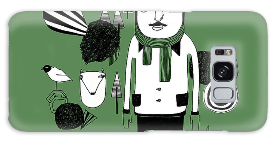 People Galaxy Case featuring the digital art Green Forest by Stine Kaasa Illustration