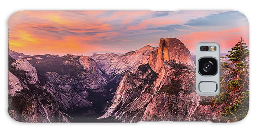 Scenics Galaxy Case featuring the photograph Half Dome Sunset Panorama by Bradwetli Photography