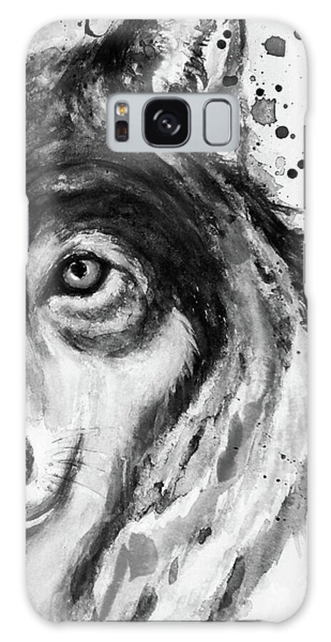 Marian Voicu Galaxy Case featuring the painting Half-Faced Wolf Close-up by Marian Voicu