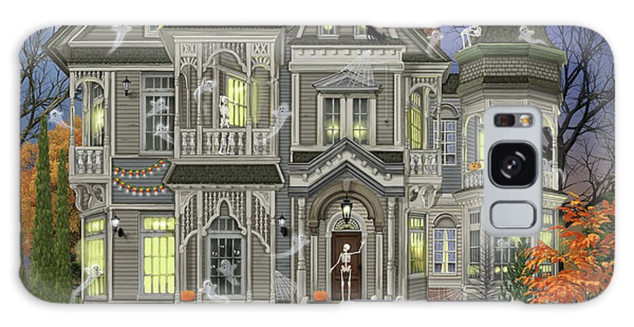 Halloween House Galaxy Case featuring the painting Halloween House by Bigelow Illustrations