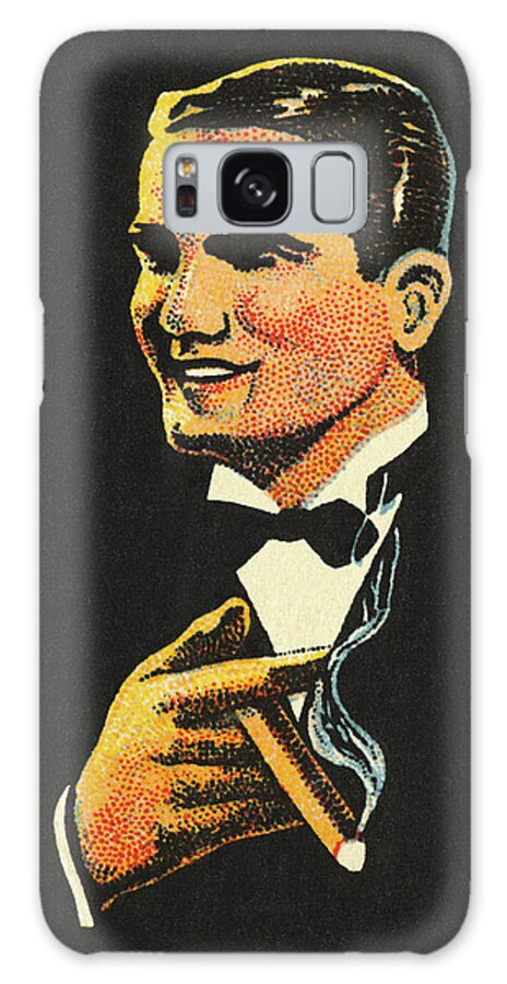 Adult Galaxy Case featuring the drawing Handsome Man Smoking a Cigar by CSA Images