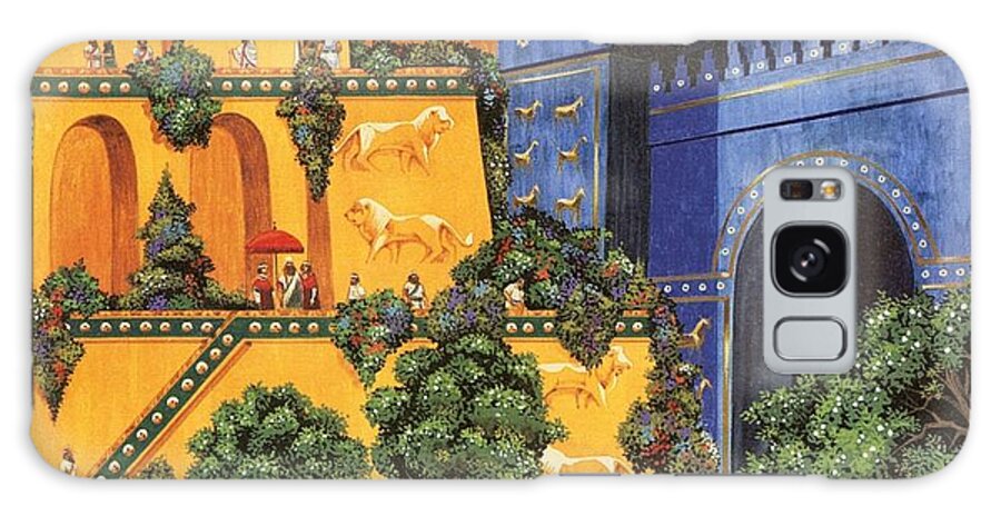 Hanging Gardens Of Babylon Ishtar Gate Galaxy Case featuring the painting Hanging Gardens Of Babylon by Richard Hook