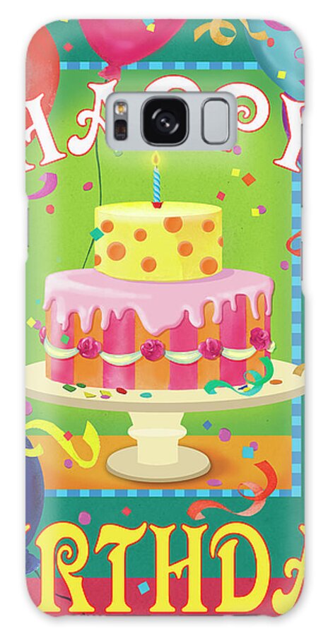 Happy Birthday Cake Galaxy Case featuring the mixed media Happy Birthday by Fiona Stokes-gilbert