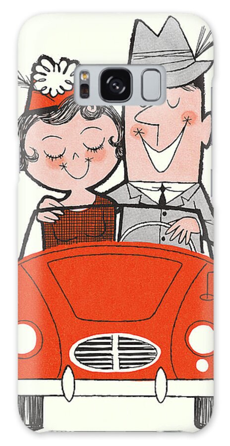 Accessories Galaxy Case featuring the drawing Happy Couple Riding in a Car by CSA Images