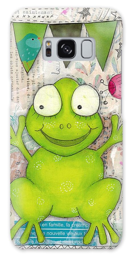 Illustration Galaxy Case featuring the mixed media Happy Frog by Barbara Orenya