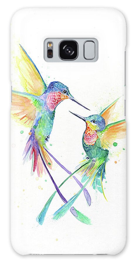 Happy Hummingbirds Galaxy Case featuring the painting Happy Hummingbirds by Marc Allante