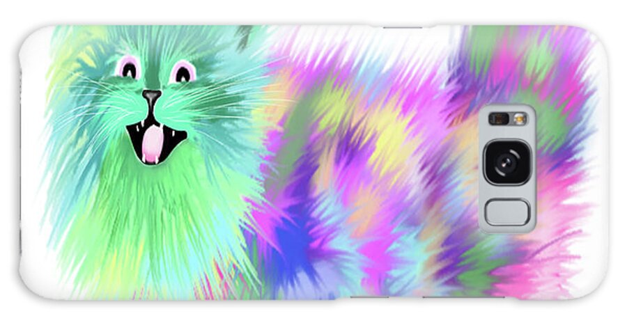 Happy Kitty Galaxy Case featuring the painting Happy Kitty by Stephanie Analah