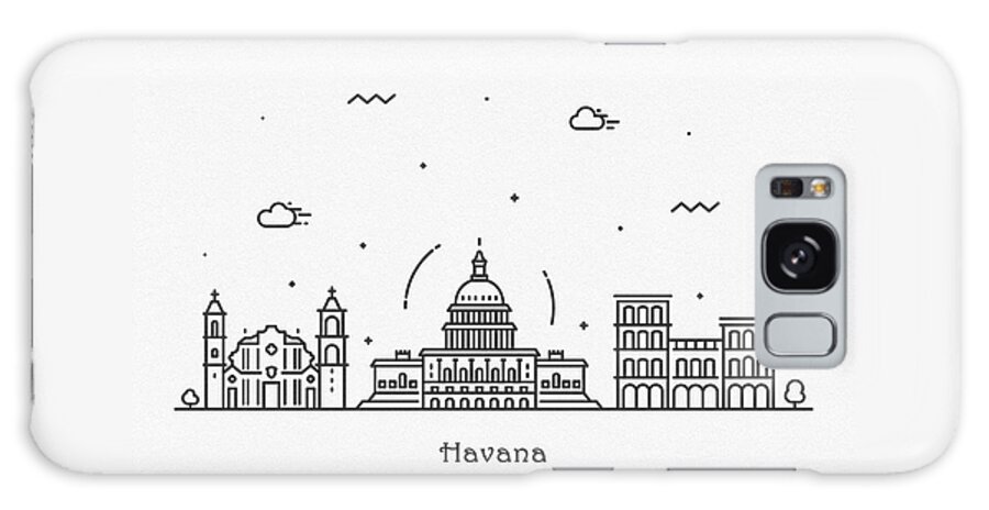 Havana Galaxy Case featuring the drawing Havana Cityscape Travel Poster by Inspirowl Design