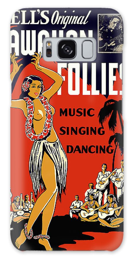 Hawaii Galaxy Case featuring the painting Hawaiian Hula topless girl dance by Long Shot