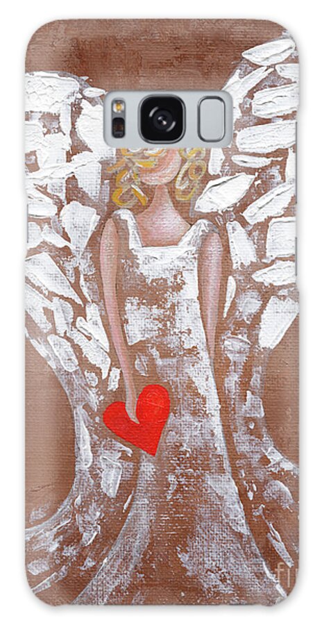 Angel Galaxy Case featuring the painting Heard on High Angel - brown heart by Annie Troe