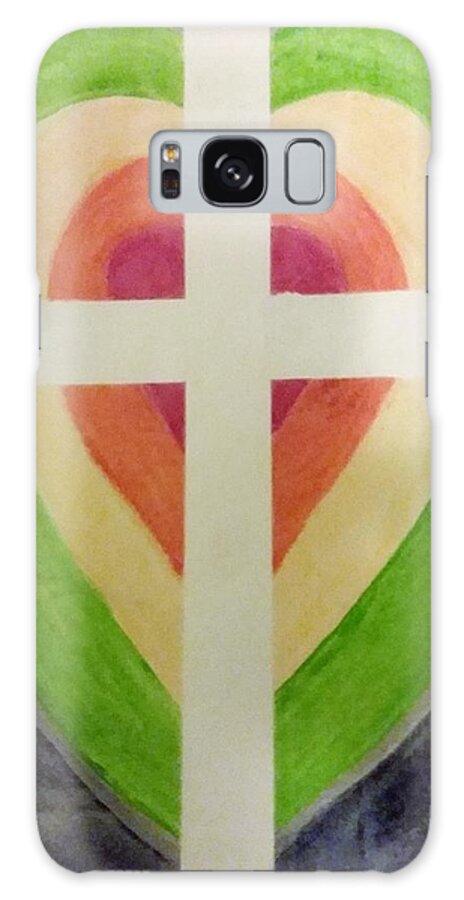 Love Hearts Galaxy Case featuring the drawing Heart Cross by James Adger