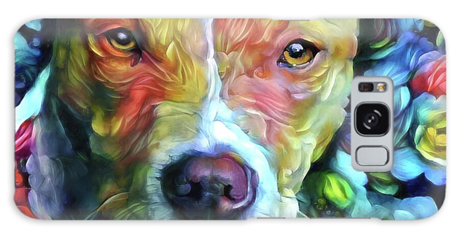 Gold Pitbull Galaxy Case featuring the mixed media Heart of Gold by Peggy Collins