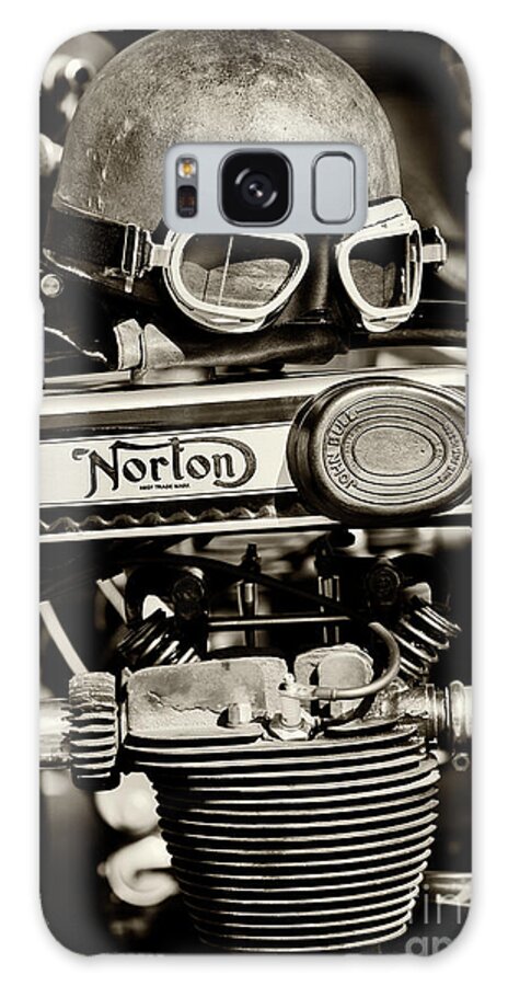 Norton Galaxy Case featuring the photograph Helmet and Goggles on a Vintage Norton by Tim Gainey