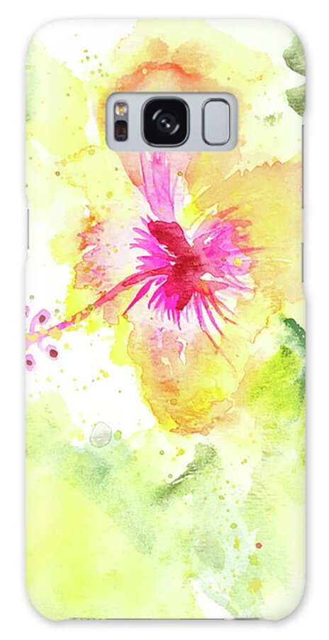 Hibiscus Galaxy Case featuring the mixed media Hibiscus by Janelle Nichol
