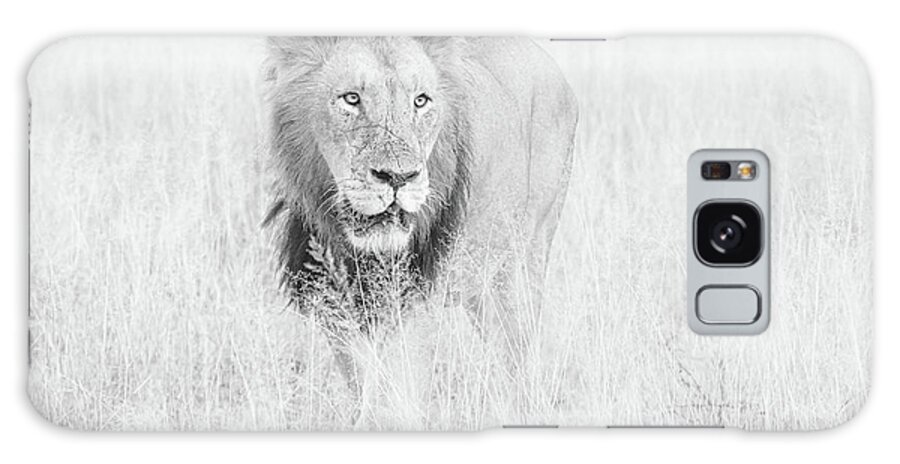 Lion Galaxy Case featuring the photograph High key Lion in Grassland by Mark Hunter
